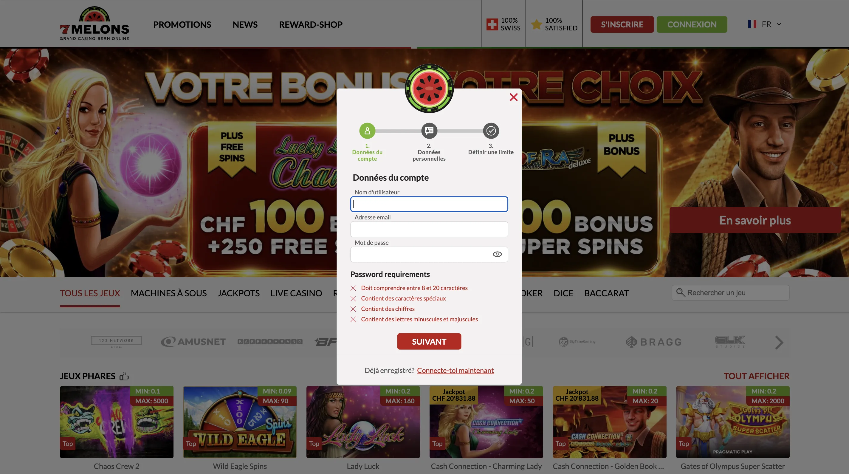 Meilleur casino en ligne suisse — création de compte et vérification